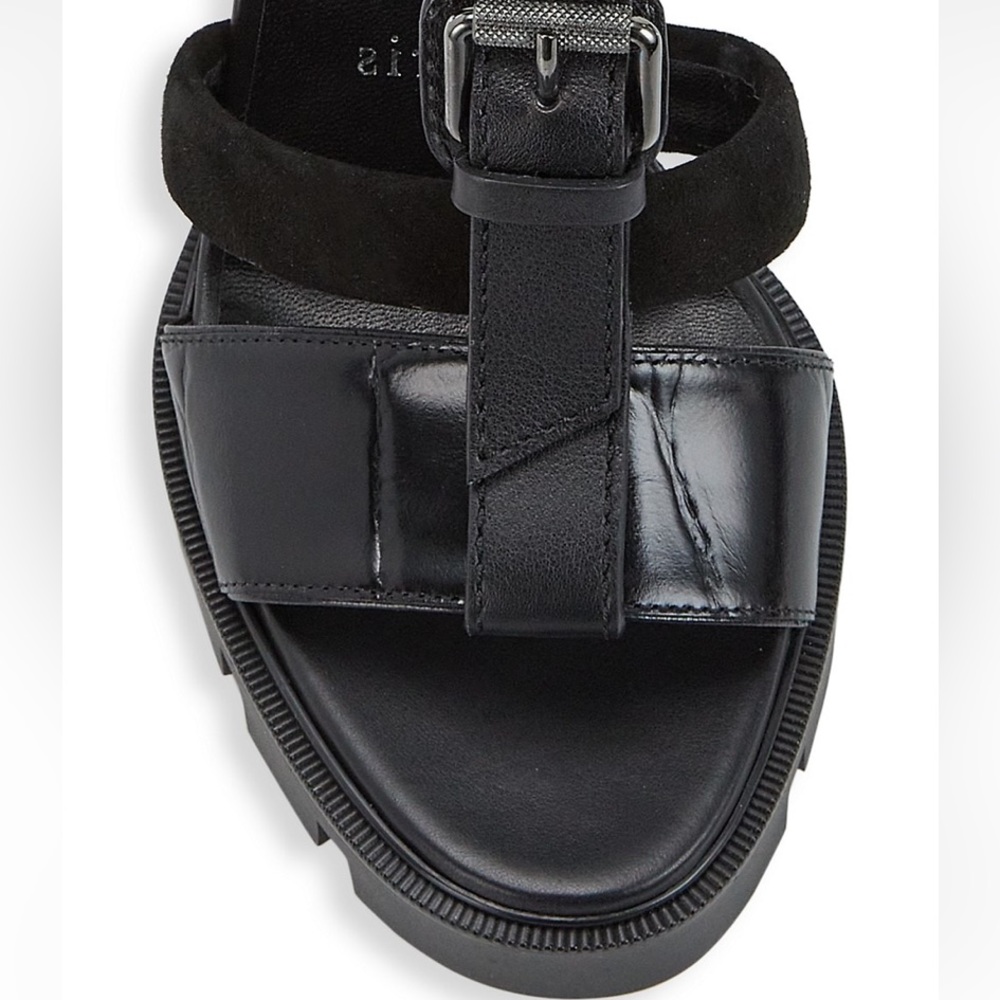 Christian Louboutin Belted T-Strap Lug Leather Sandals - Picture 4 of 11